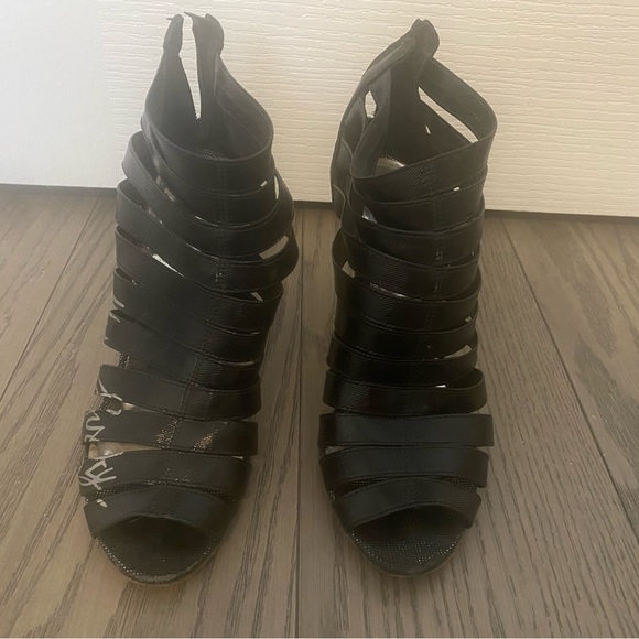 Miss Sixty (circa early 2000s) black leather open-toed bootie heels. - Picture 5 of 5